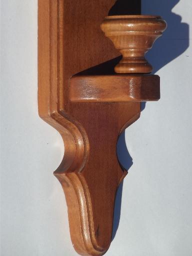 photo of Tell City label maple wall sconces, vintage hardwood candle sconce pair #3