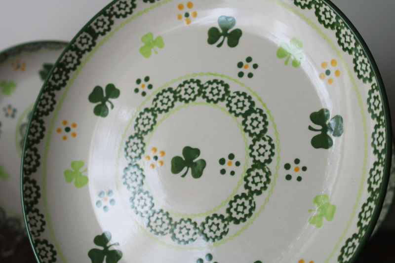 photo of Temp Tations Old World hand painted shamrock lucky clover pattern dinner plates never used  #3