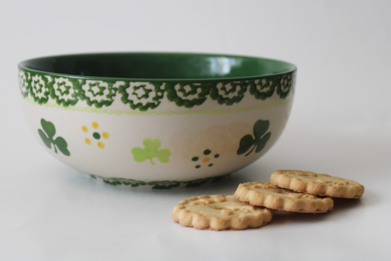 photo of Temp-Tations Old World hand painted shamrock pattern bowl, candy dish for St Patrick's Day  #1