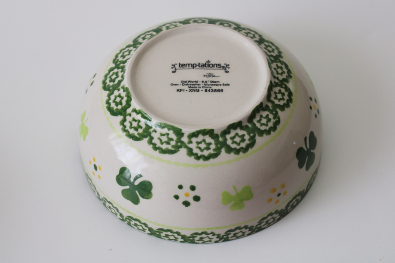 photo of Temp-Tations Old World hand painted shamrock pattern bowl, candy dish for St Patrick's Day  #4