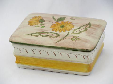 photo of Terra Rose hand-painted Stangl pottery, vintage jewelry or cigarette box #1