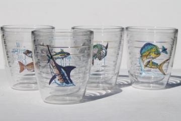 catalog photo of Tervis double wall insulated tumblers set, Guy Harvey fishing fish glasses