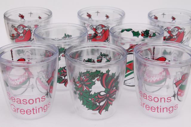 photo of Tervis style clear plastic insulated tumblers, Christmas Santa holiday drinking glasses #2