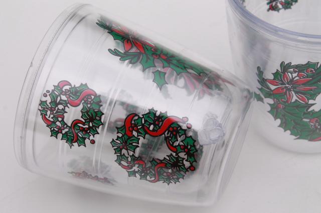 photo of Tervis style clear plastic insulated tumblers, Christmas Santa holiday drinking glasses #5