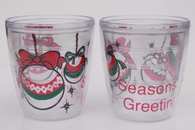 photo of Tervis style clear plastic insulated tumblers, Christmas Santa holiday drinking glasses #6