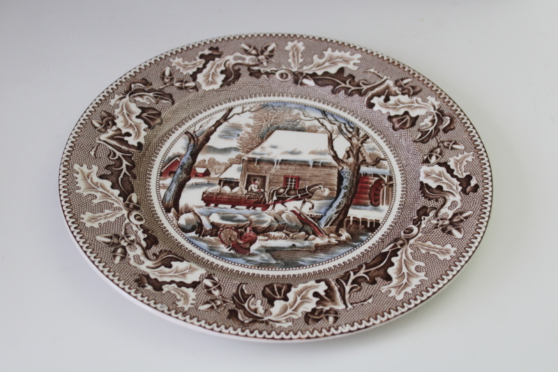 photo of Thanksgiving plate vintage Johnson Bros Historic America multi colored print transferware china  #2