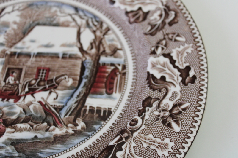 photo of Thanksgiving plate vintage Johnson Bros Historic America multi colored print transferware china  #3