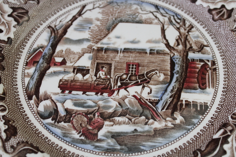 photo of Thanksgiving plate vintage Johnson Bros Historic America multi colored print transferware china  #4