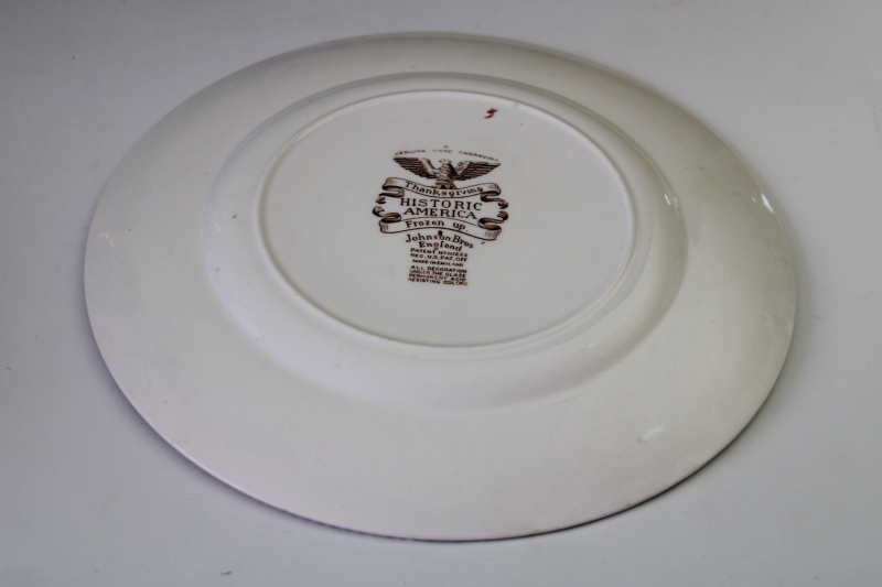 photo of Thanksgiving plate vintage Johnson Bros Historic America multi colored print transferware china  #5
