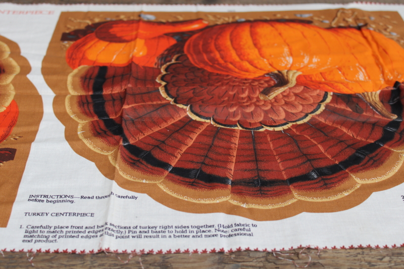 photo of Thanksgiving turkey centerpiece to make, printed cotton fabric cut & sew panel  #2
