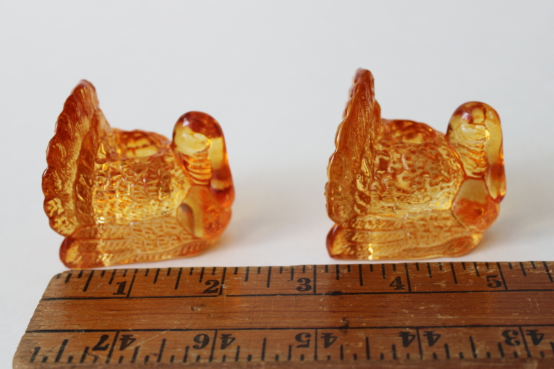 photo of Thanksgiving turkey tiny glass candle holders, amber tint turkeys fall decor  #5