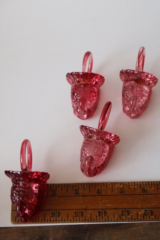 photo of Thanksgiving turkey tiny glass napkin holder rings, cranberry color turkeys fall decor  #7