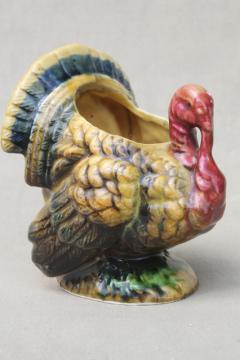 catalog photo of Thanksgiving turkey, vintage Napcoware hand-painted ceramic holiday planter