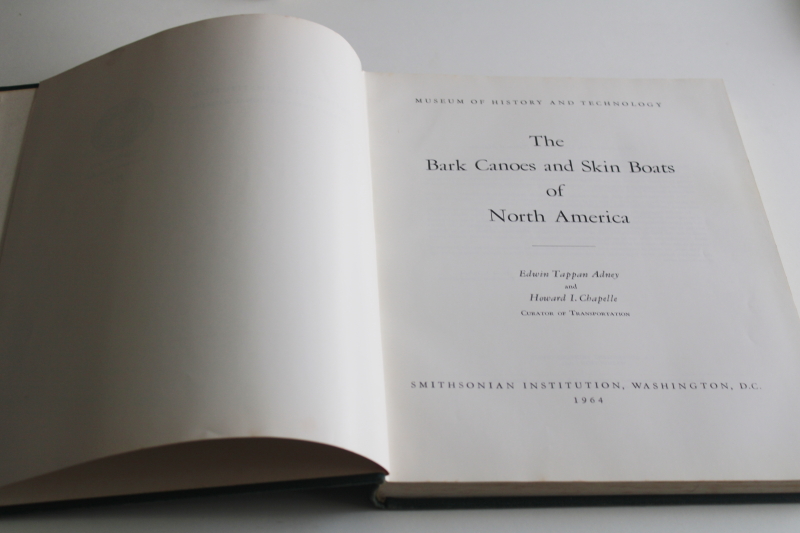 photo of The Bark Canoes and Skin Boats of North America, 1964 Smithsonian book history and design  #1