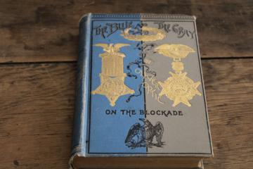 catalog photo of The Blue and The Gray 1800s vintage Civil War historical novel Oliver Optic gold embossed military insignia