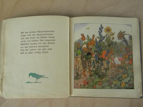 photo of The Bunny School, vintage german child's picture book w/color lithos #3