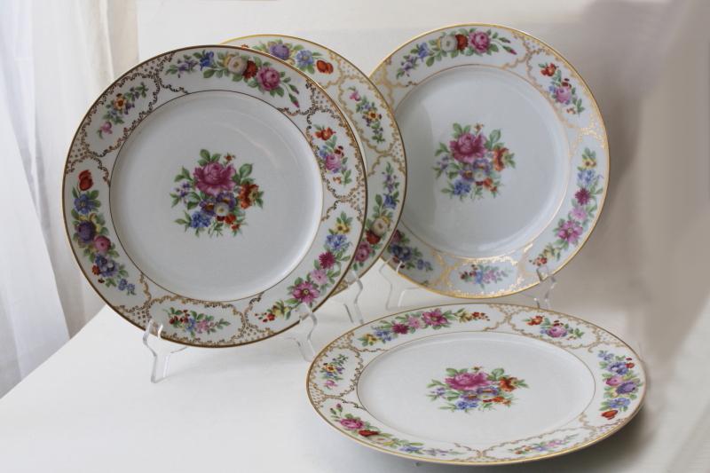 photo of The Dresden multi-colored floral Rosenthal Bavaria china, set of four large dinner plates #1