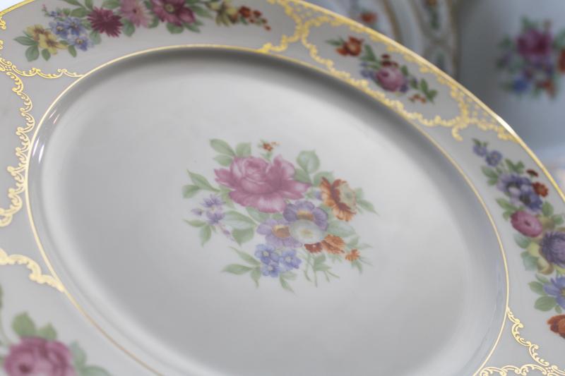 photo of The Dresden multi-colored floral Rosenthal Bavaria china, set of four large dinner plates #2