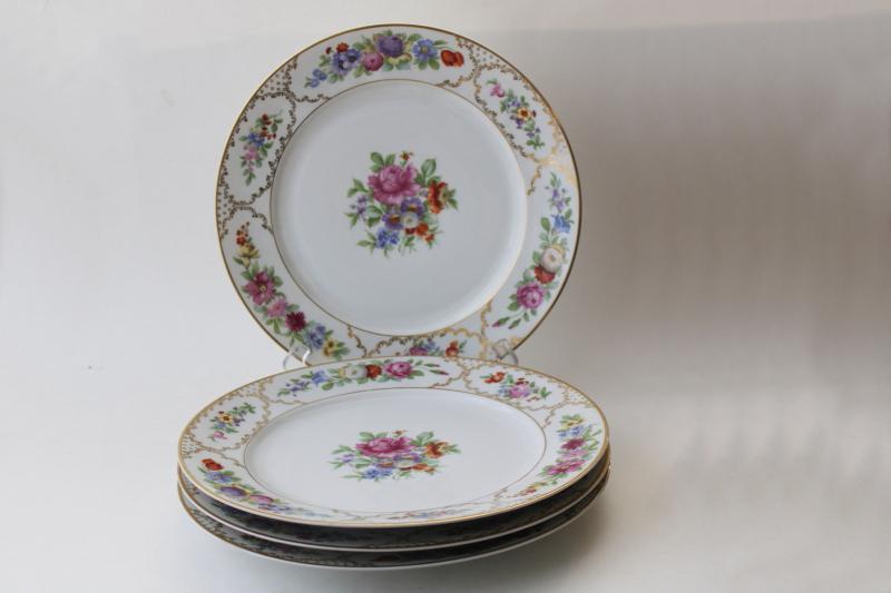 photo of The Dresden multi-colored floral Rosenthal Bavaria china, set of four large dinner plates #7