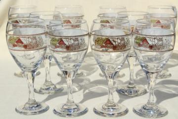 catalog photo of The Friendly Village Johnson Bros go-along wine glasses, vintage glassware set