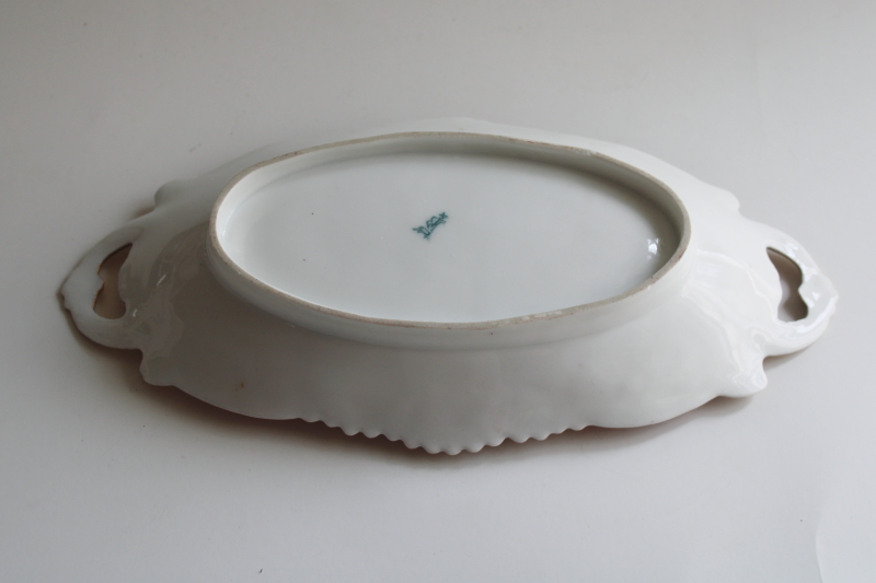 photo of The Gleaners print antique china pickle or celery dish, Thanksgiving table bowl  #4