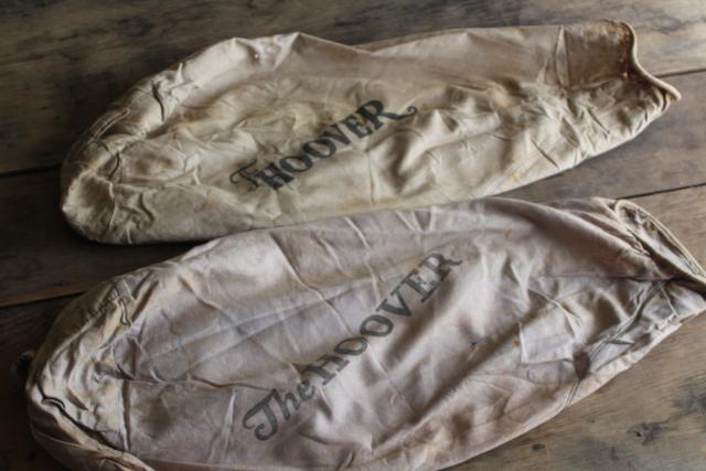 photo of The Hoover early antique vacuum cleaner bags, cotton w/ vintage logo lettering print #1