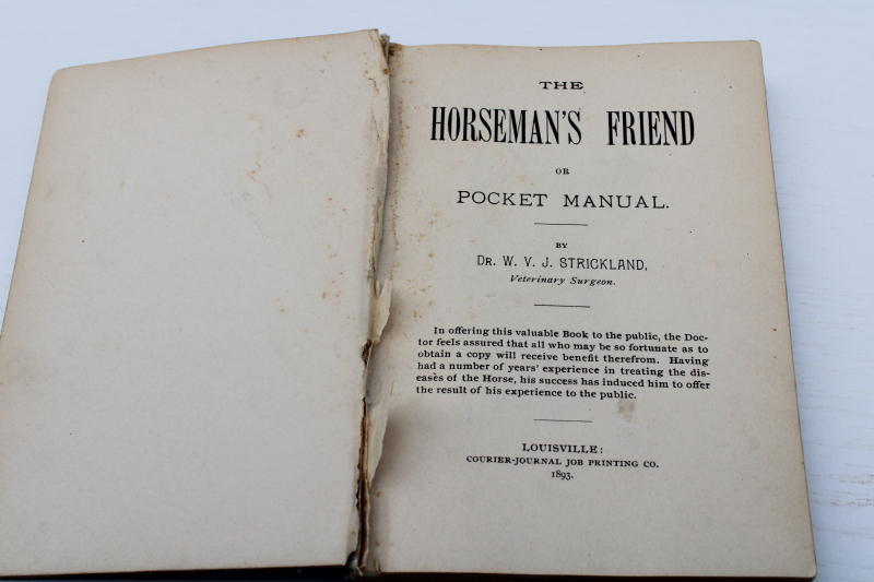 photo of The Horseman's Friend 1890s antique veterinary guide Dr Strickland pocket manual vintage book  #3
