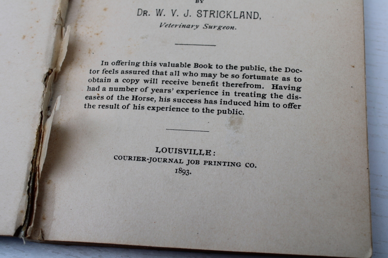 photo of The Horseman's Friend 1890s antique veterinary guide Dr Strickland pocket manual vintage book  #4