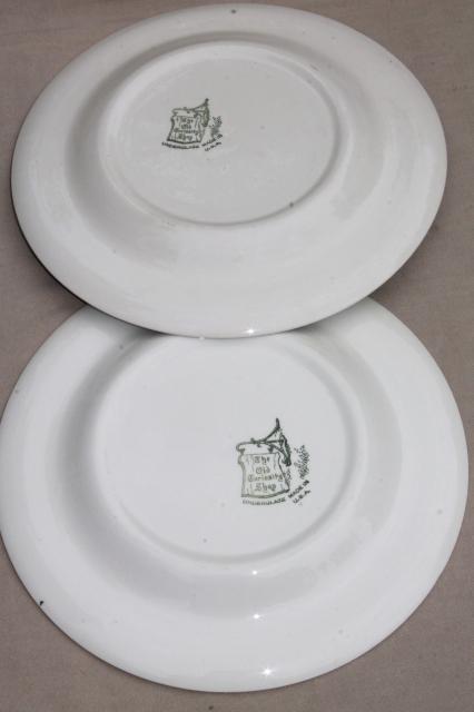 photo of The Old Curiosity Shop china set of 8 dinner plates, vintage Royal green transferware #6