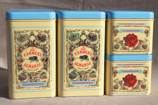 photo of The Old Farmer's Almanac metal canisters, garden or kitchen canister set #1