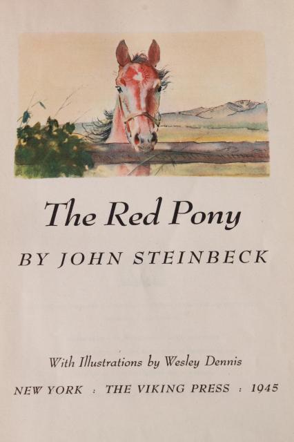 photo of The Red Pony John Steinbeck 1940s edition w/ Wesley Dennis horse art illustrations #5