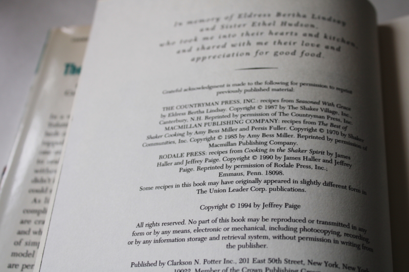 photo of The Shaker Kitchen vintage cook book, old recipes from Canterbury Shaker Village  #2