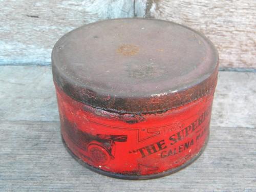 photo of The Superior Cup Grease tin Galena IL, early automobile advertising #1