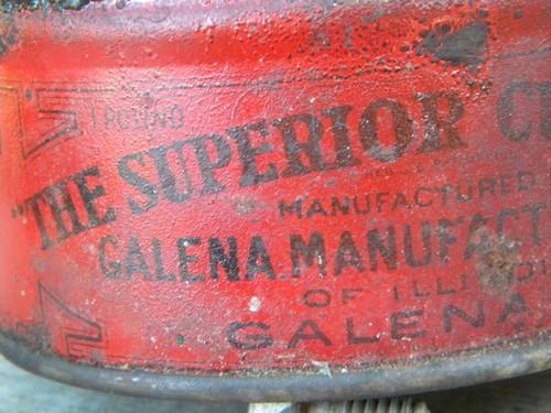 photo of The Superior Cup Grease tin Galena IL, early automobile advertising #2