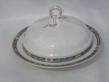 catalog photo of The Victory antique Grindley Monmouth china, round butter keeper plate & cover