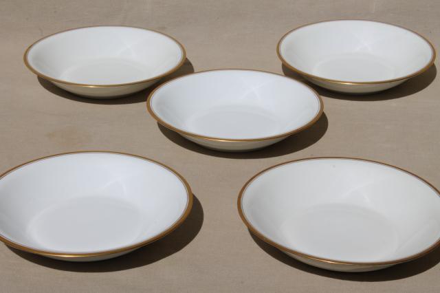 photo of Theodore Haviland Limoges France vintage gold band white porcelain soup bowls #2