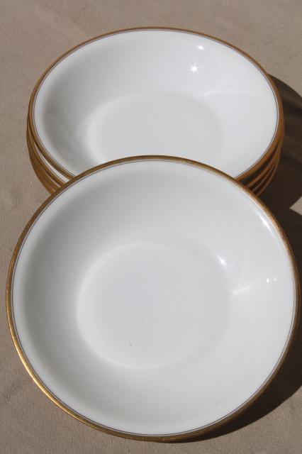 photo of Theodore Haviland Limoges France vintage gold band white porcelain soup bowls #3