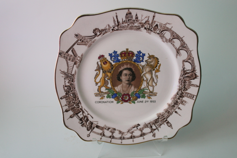 photo of There'll Always Be An England vintage china plate 1953 Coronation of Queen Elizabeth II portrait #1