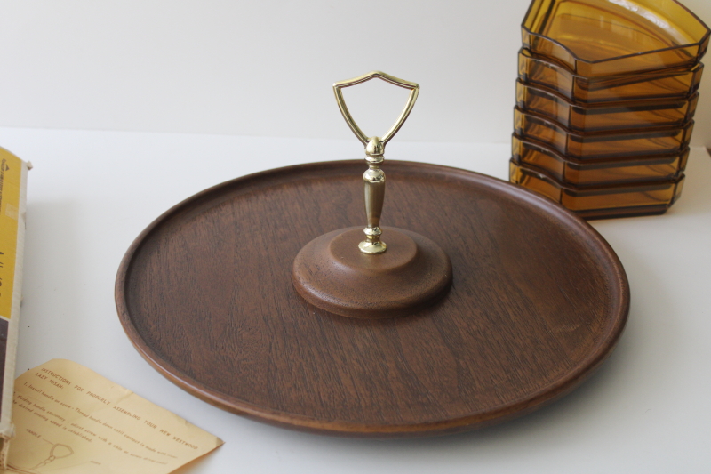 photo of Thermo Serv Westwood wood look plastic lazy susan relish tray, retro Brady Bunch vintage #10