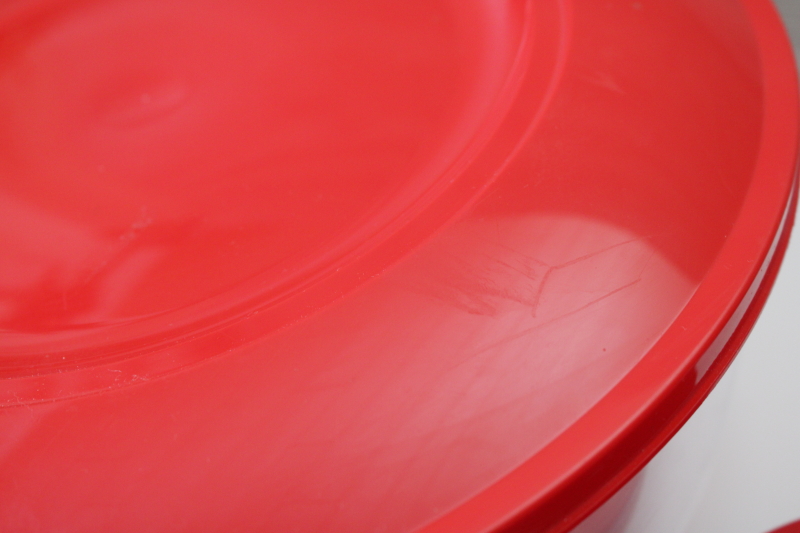 photo of Thermo Serv strawberries print bowls w/ red snap lids, large serving salad bowl & four individual bowls set #7