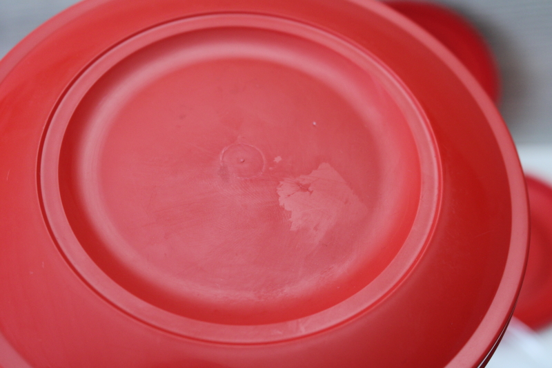 photo of Thermo Serv strawberries print bowls w/ red snap lids, large serving salad bowl & four individual bowls set #11