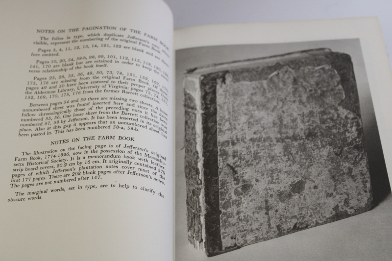 photo of Thomas Jeffersons Farm Book facsimile w/ footnotes, Jeffersons letters on crops, farming #6