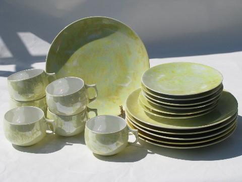 photo of Thomas-Bavaria, art deco vintage chartreuse luster marbled china #1