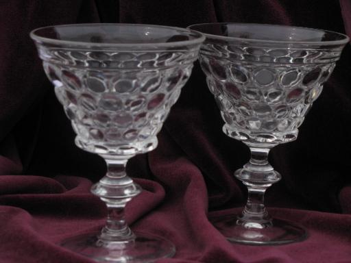 photo of Thousand Eye champagne glasses, vintage Westmoreland glass goblets #1