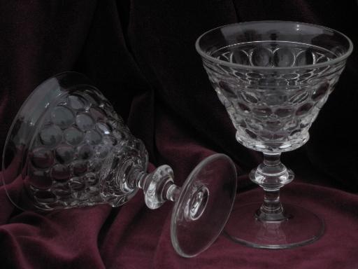 photo of Thousand Eye champagne glasses, vintage Westmoreland glass goblets #2