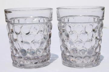 catalog photo of Thousand eye pattern clear bubble glass tumblers, vintage drinking glasses