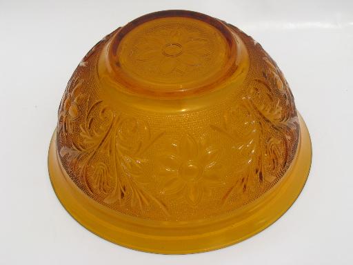 photo of Tiara / Indiana amber glass sandwich daisy pattern salad or punch bowl #2