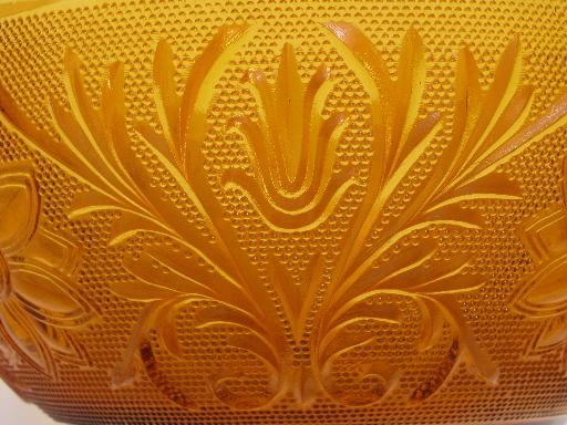 photo of Tiara / Indiana amber glass sandwich daisy pattern salad or punch bowl #4