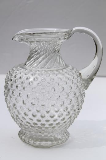 photo of Tiara hobnail pattern glass lemonade set, crystal clear pitcher & glasses #2