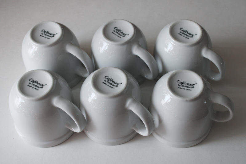 photo of Tienshan Cafeware white ironstone coffee cups set of 6 mugs, minimalist modern china Pottery Barn style  #3